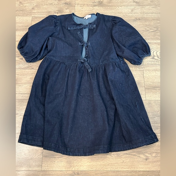 bohme Dresses & Skirts - Bohme Navy Blue Denim Tie Front Dress